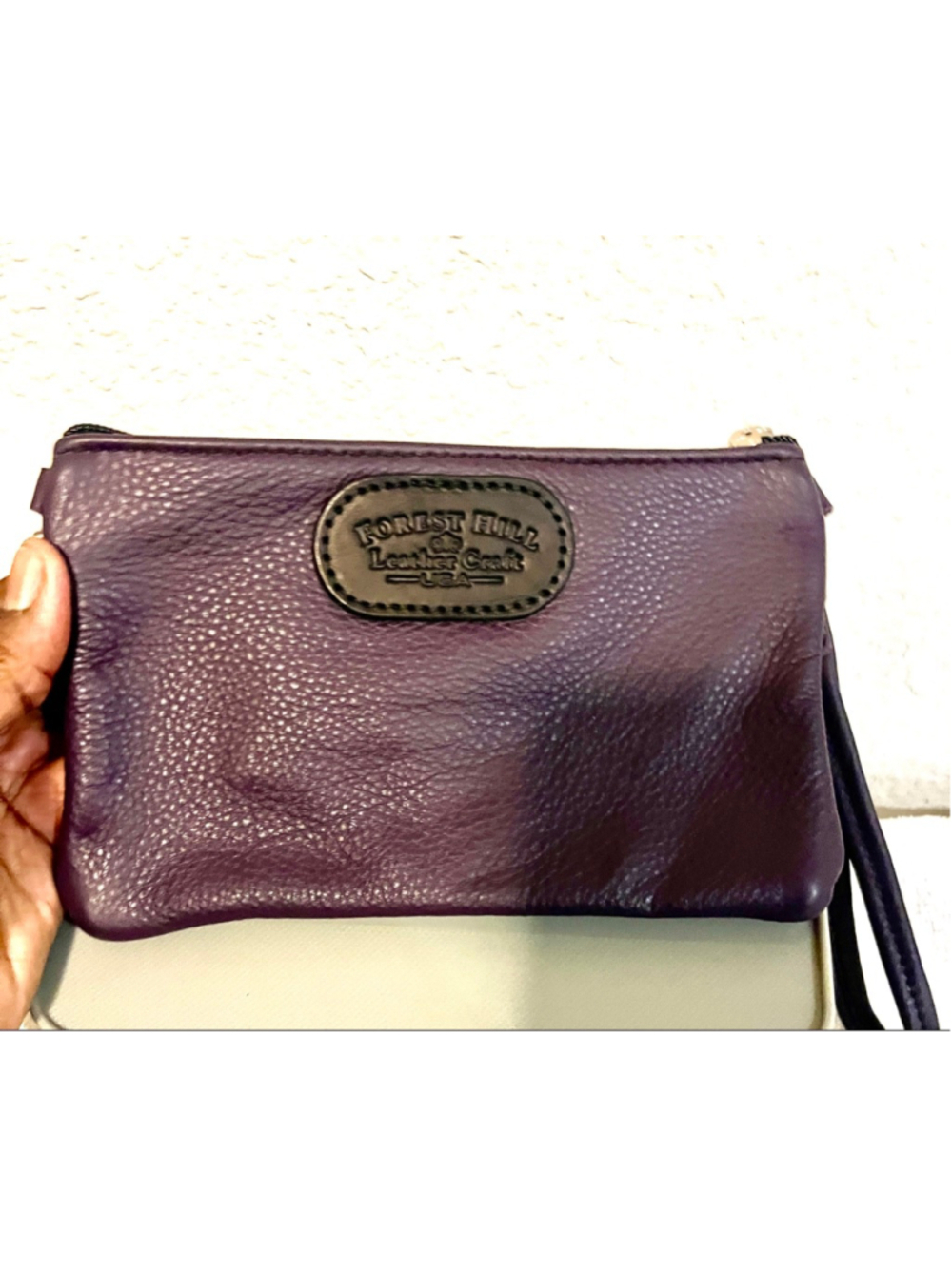 Forest Hill Leather Craft handmade purple wristlet